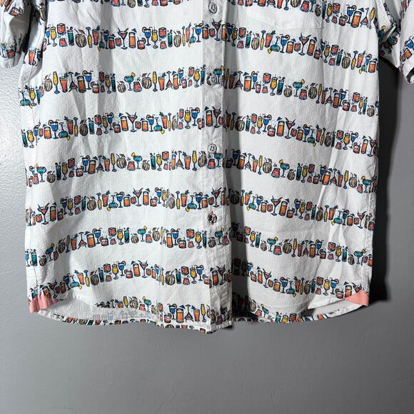 Tommy Bahama Button Shirt L Cocktail Print Short Sleeve Casual Beachwear Summer - Picture 11 of 13